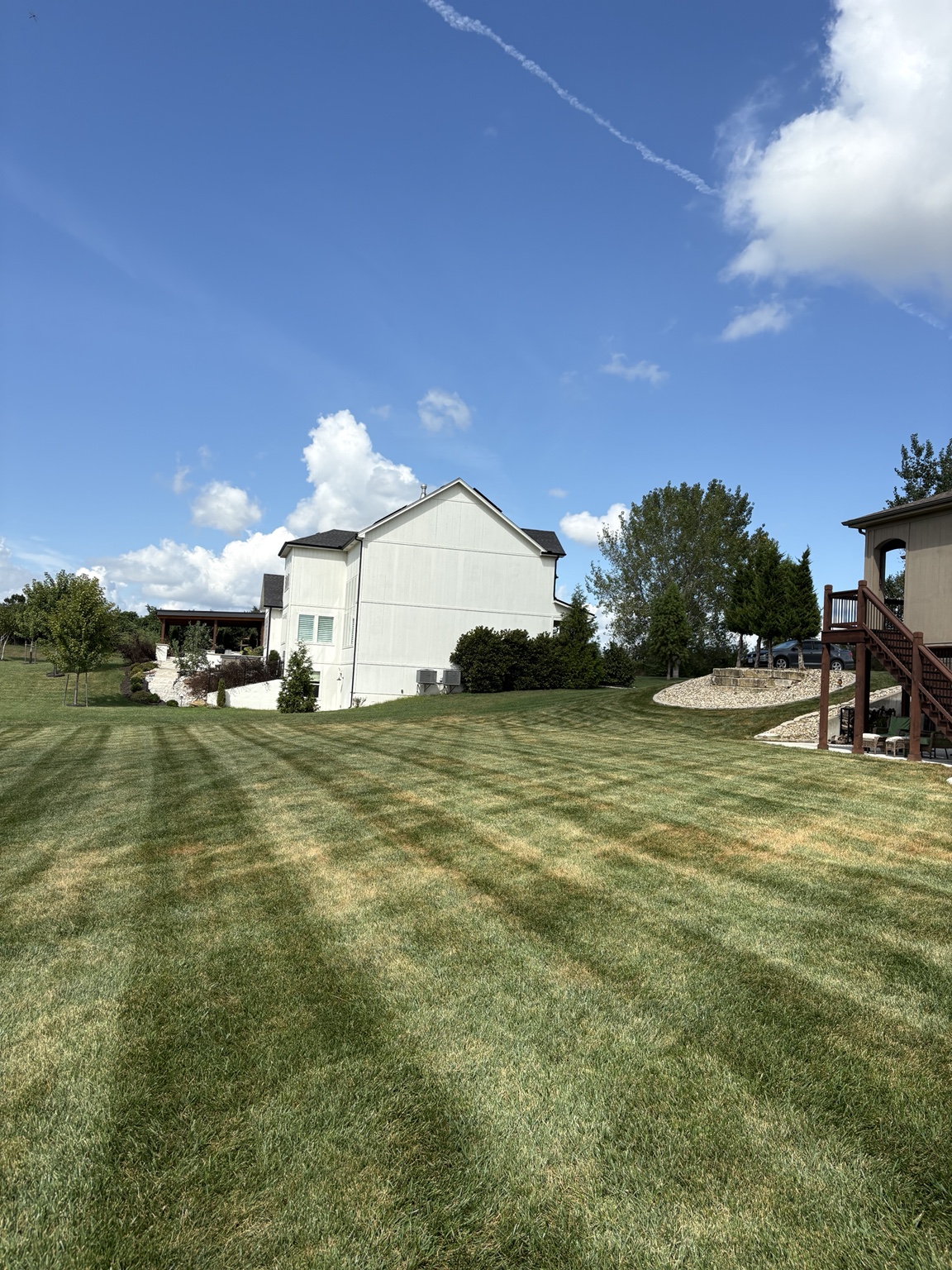 Large freshly mowed lawn