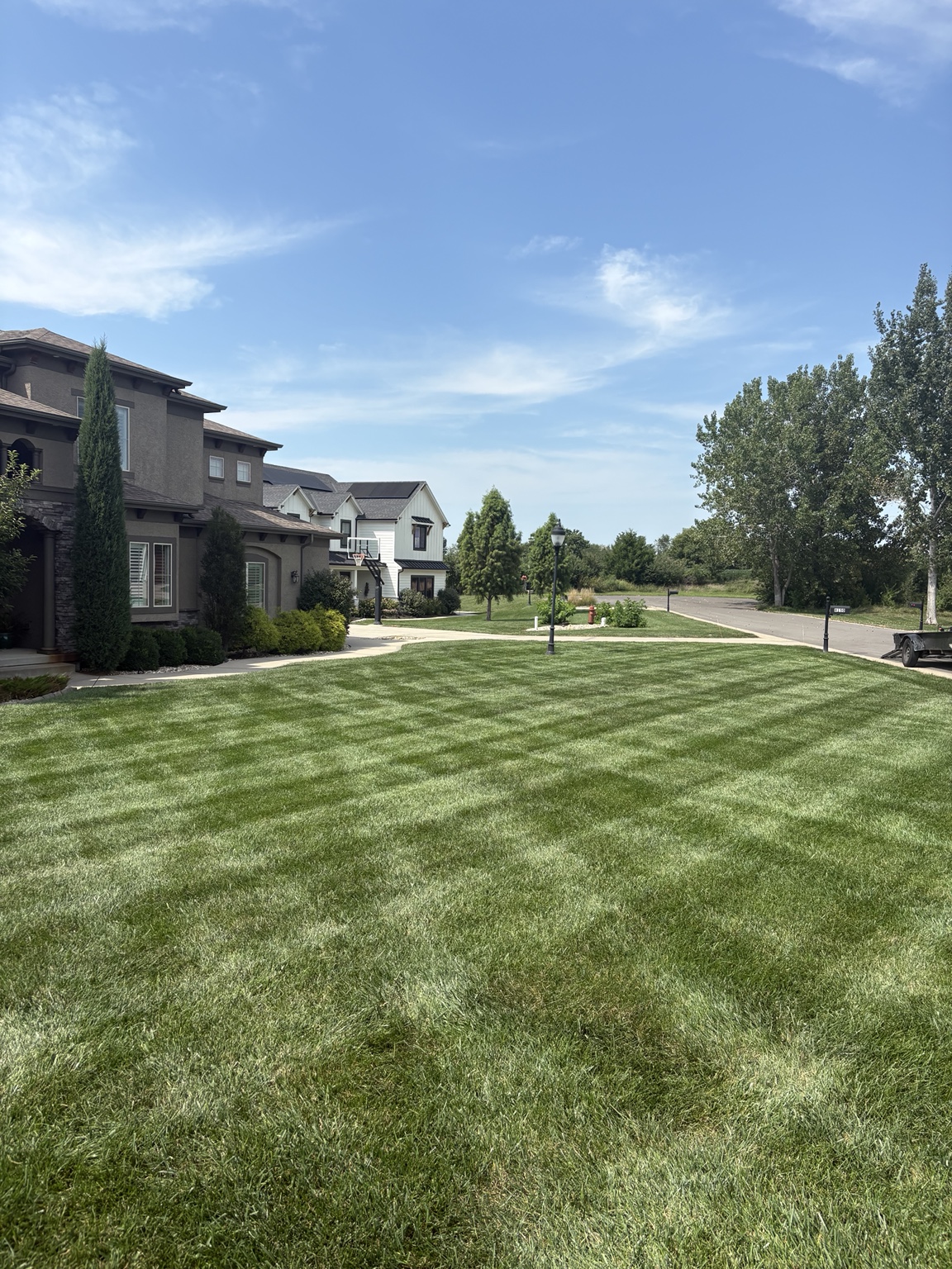 Mowed lawn with house